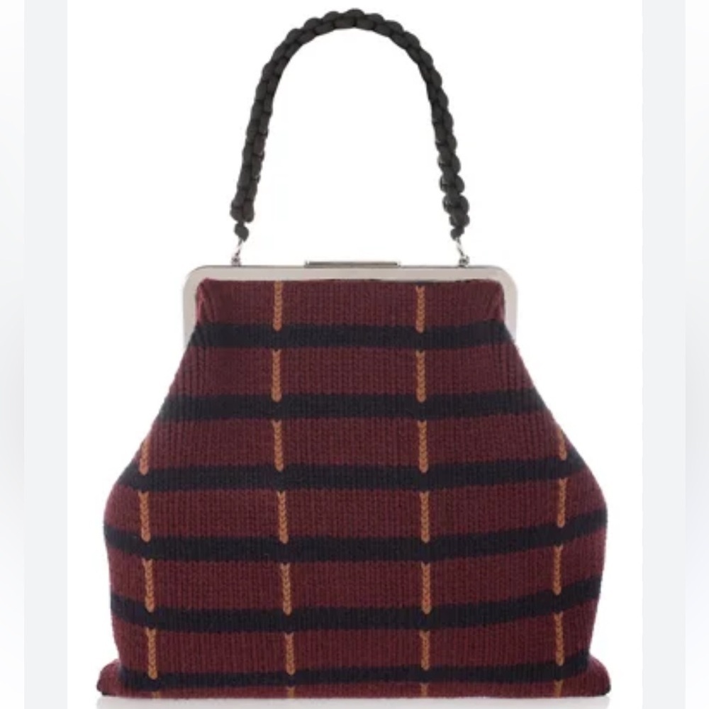 🌟MARNI🌟 CASHMERE KNIT PLAID TOP HANDLE CLASP BAG